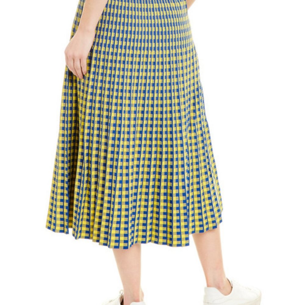 DEREK LAM 10 CROSBY Pleated Gingham Jacquard Skirt - Picture 3 of 6